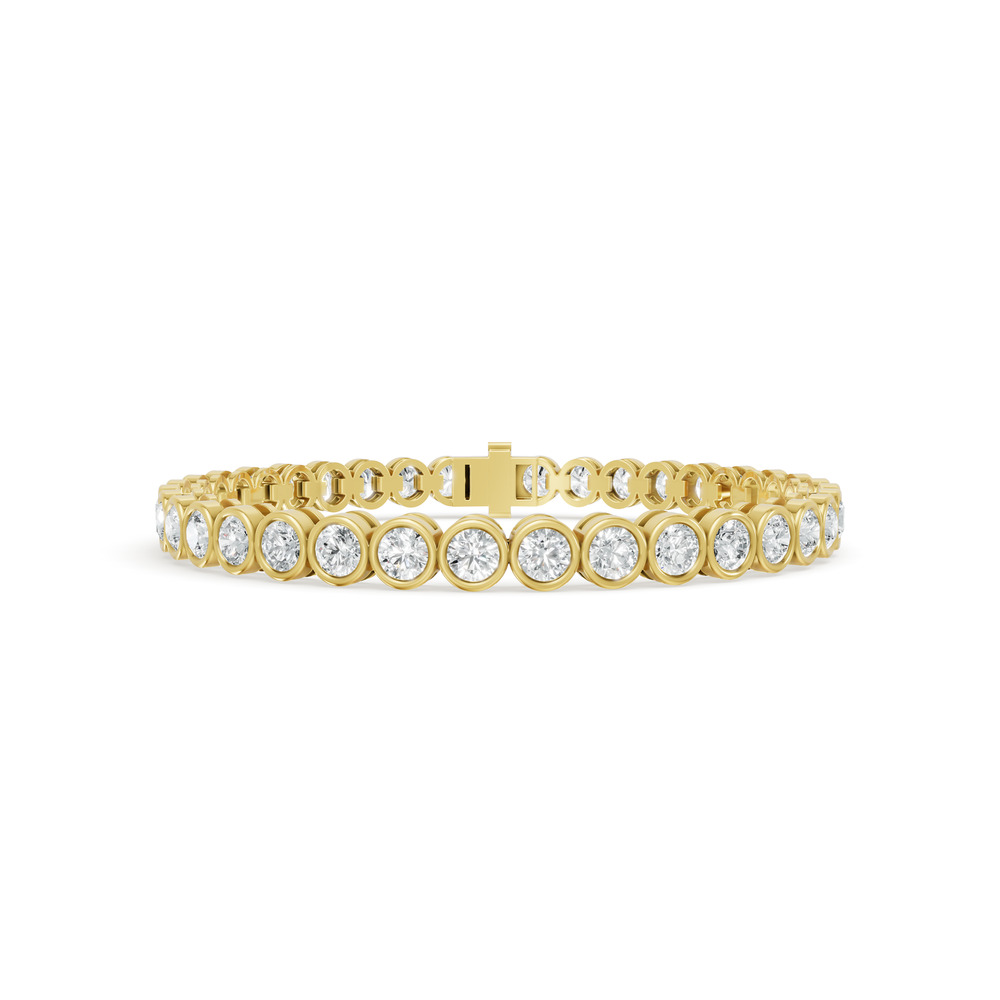 7.63 ctw Diamond Bezel 14K Yellow Gold Tennis Bracelet